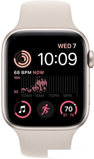 Умные часы Apple Watch SE 2 44 мм (алюминиевый корпус, звездный свет/звездный свет, спортивный силиконовый ремешок M/L)- фото2