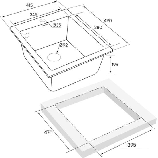 Кухонная мойка Paulmark Leer PM104249-GR- фото3